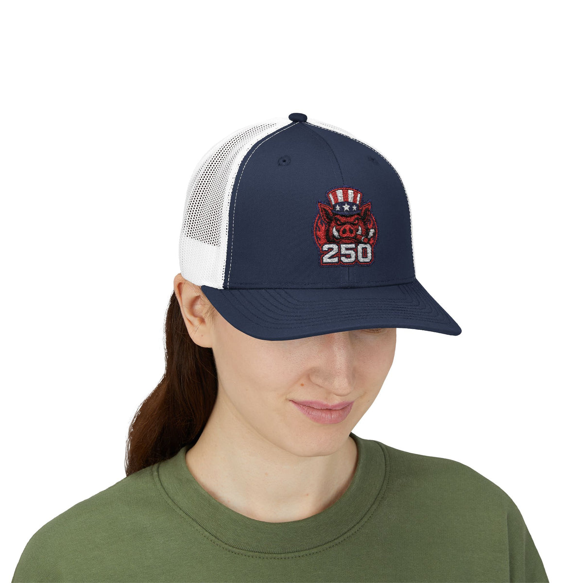 BBQ Test Pit 250 Years of Freedom trucker hat mockup
