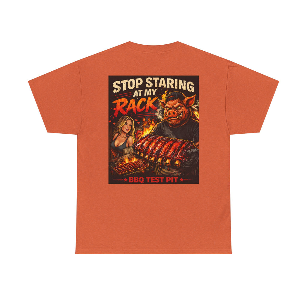 BBQ Test Pit Stop Staring At My Rack tee mockup