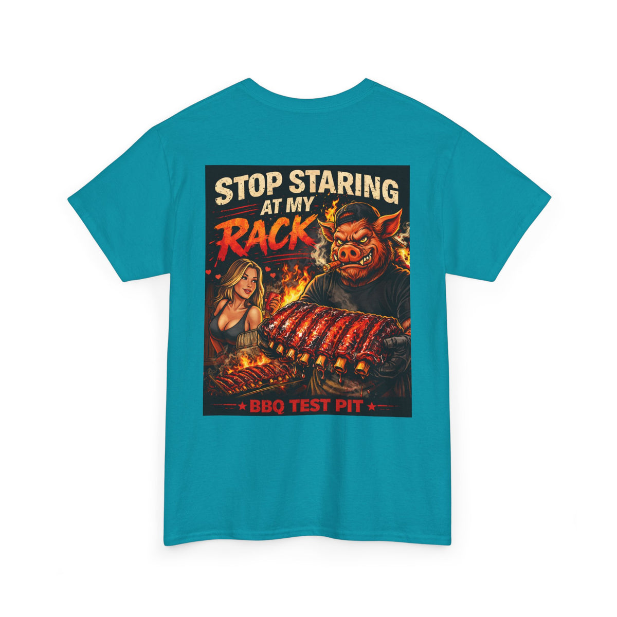 BBQ Test Pit Stop Staring At My Rack tee mockup