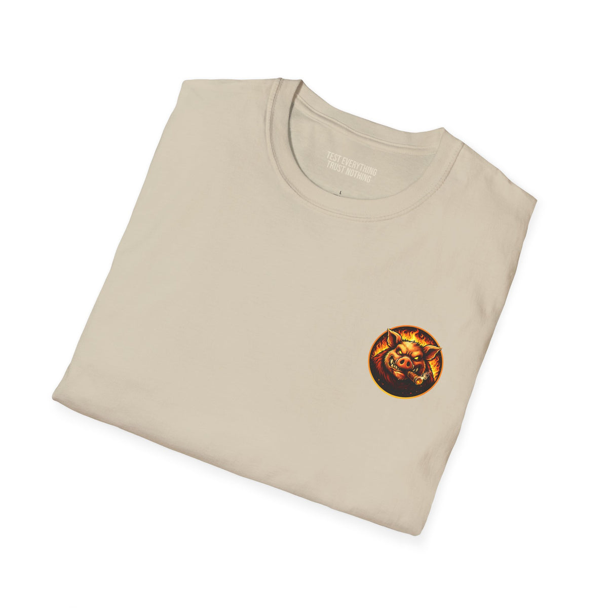 BBQ Test Pit logo soft tee mockup