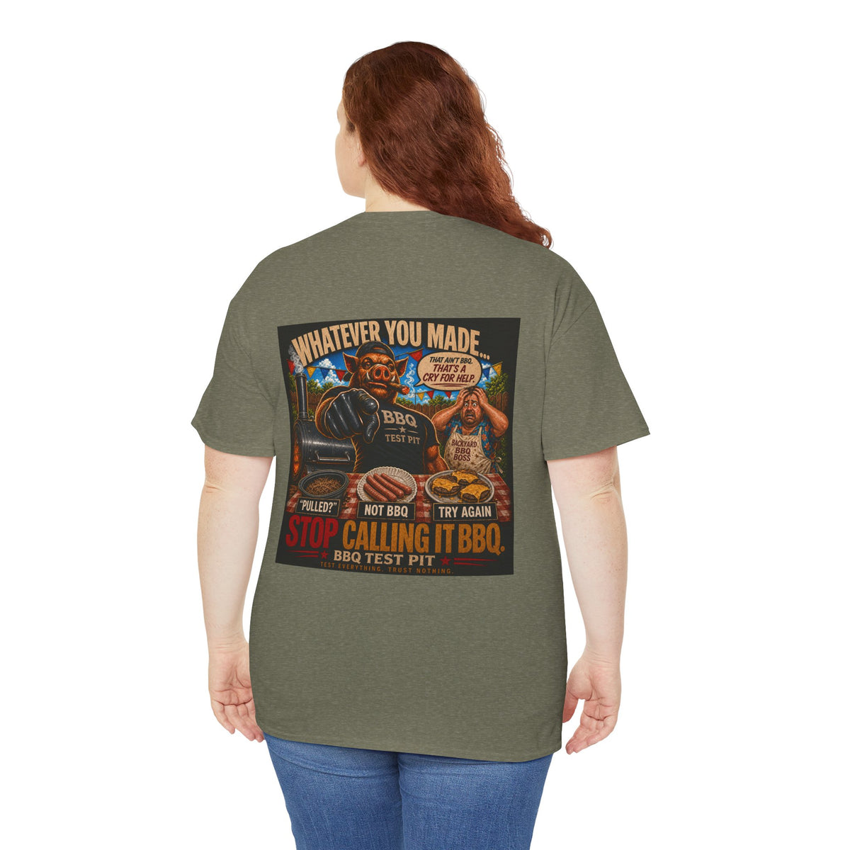 BBQ Test Pit Stop Calling It BBQ heavy tee mockup