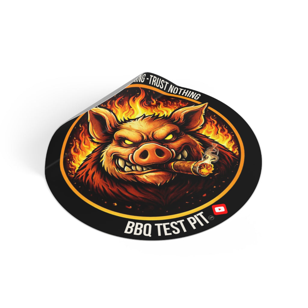 BBQ Test Pit logo sticker mockup
