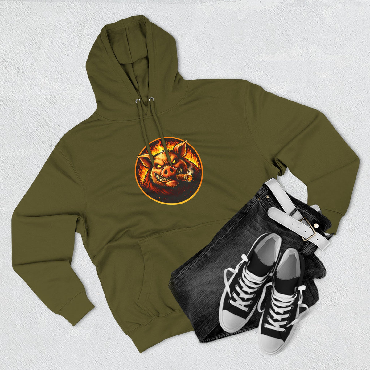 BBQ Test Pit logo hoodie mockup