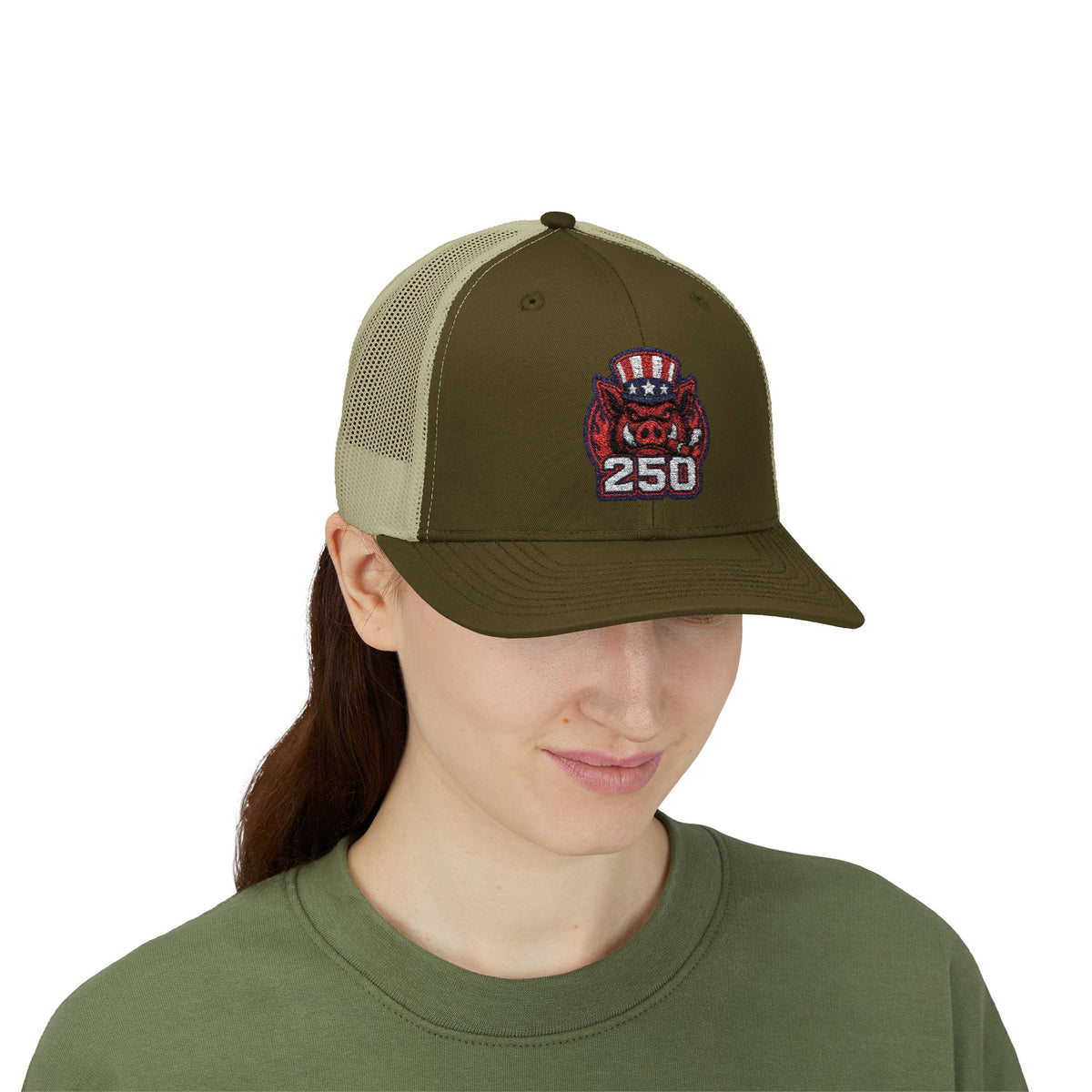 BBQ Test Pit 250 Years of Freedom trucker hat mockup