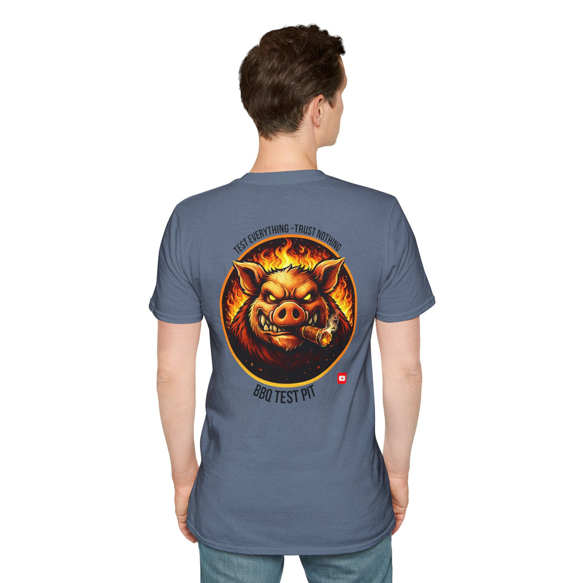 BBQ Test Pit logo soft tee mockup