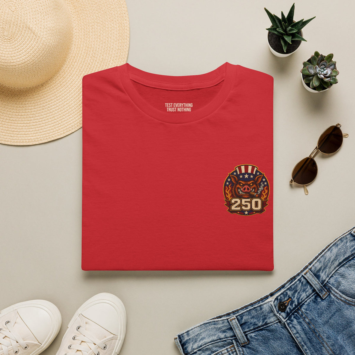 BBQ Test Pit 250 Years of Freedom tee mockup