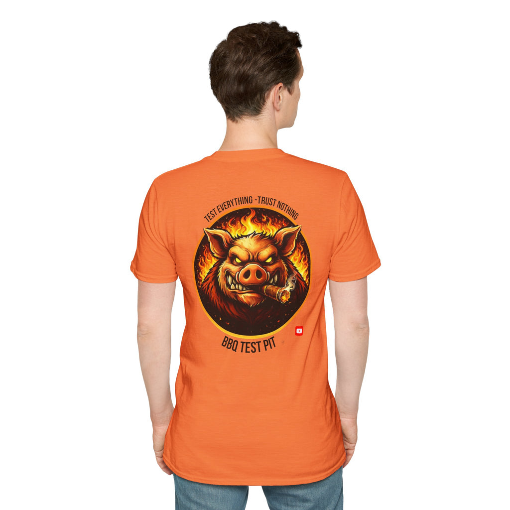 BBQ Test Pit logo soft tee mockup