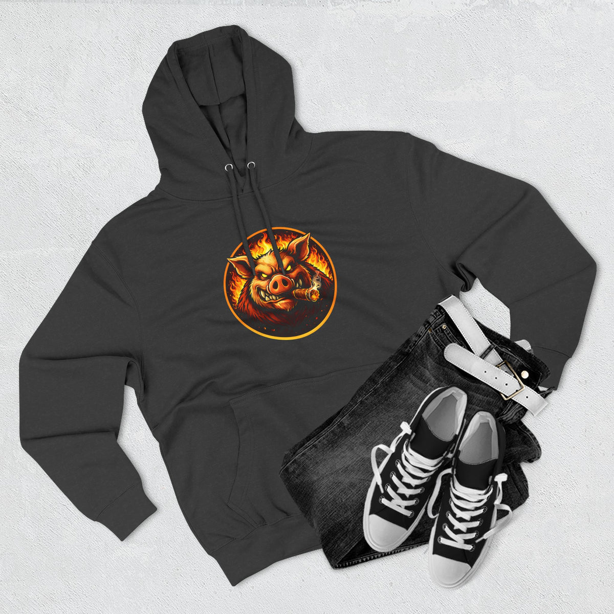 BBQ Test Pit logo hoodie mockup