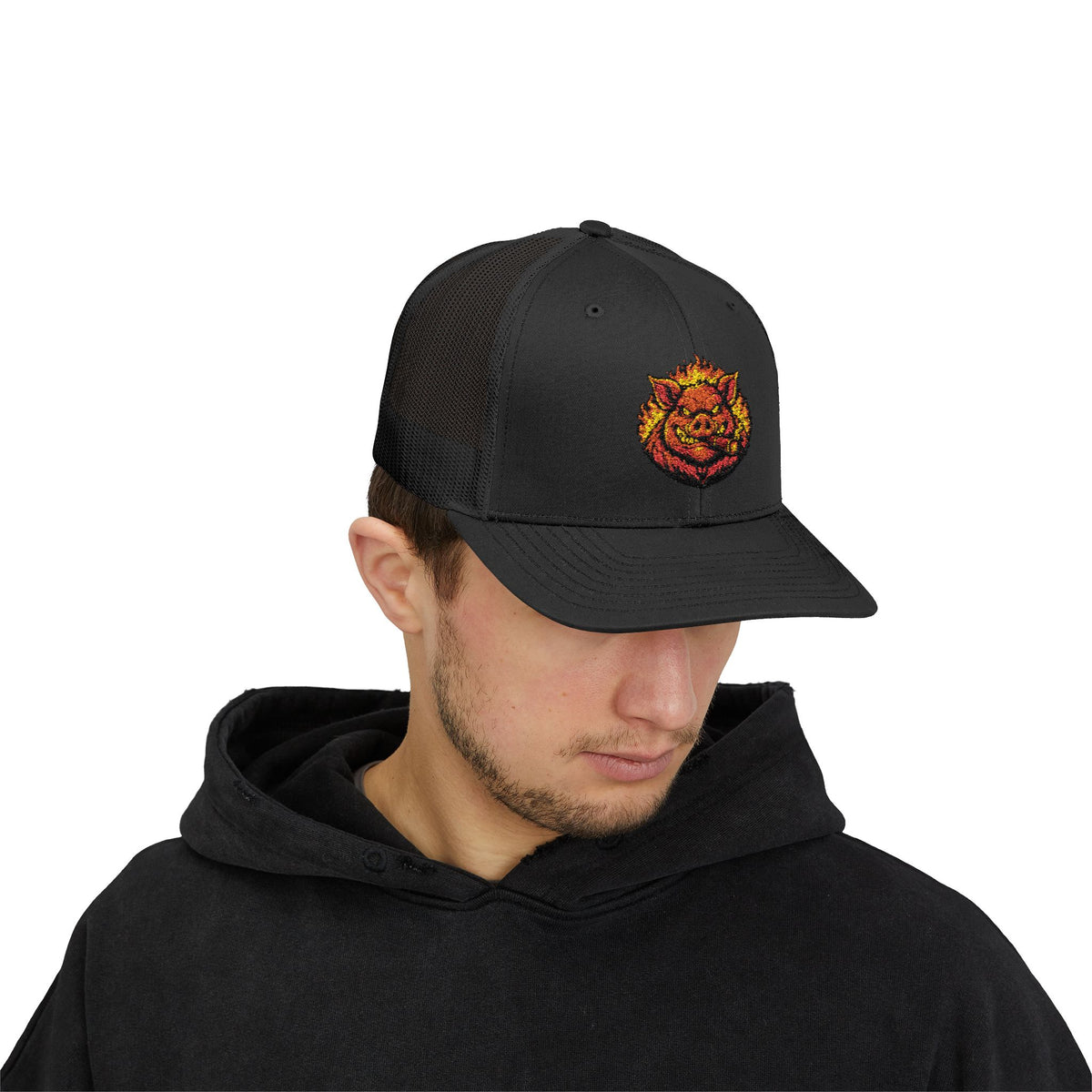 BBQ Test Pit trucker hat mockup
