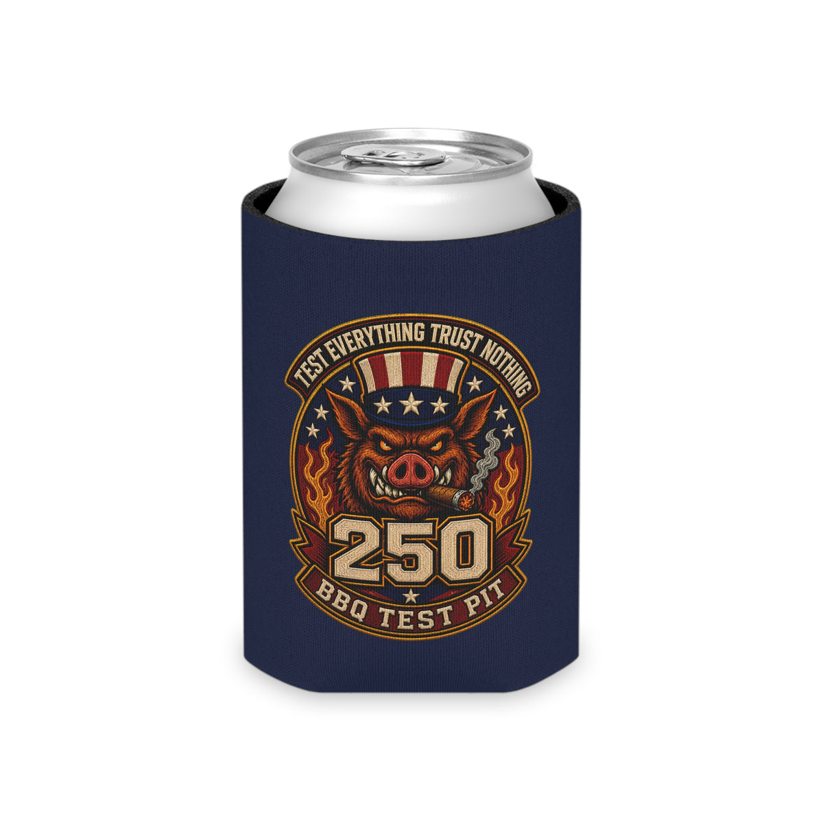 BBQ Test Pit 250 Years of Freedom can cooler mockup