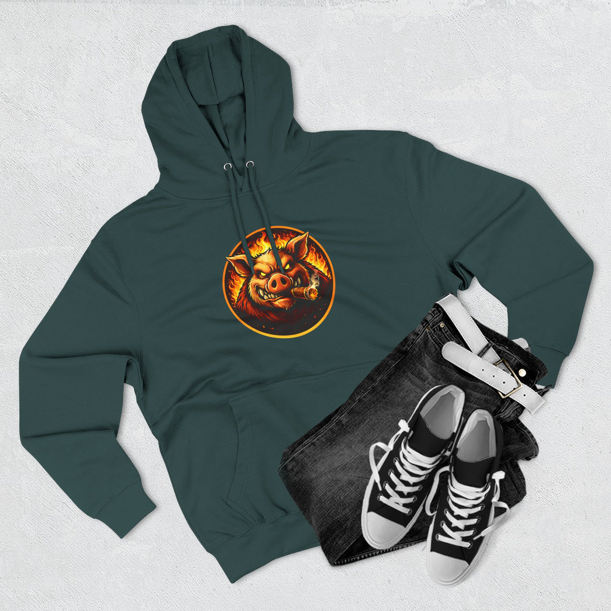 BBQ Test Pit logo hoodie mockup