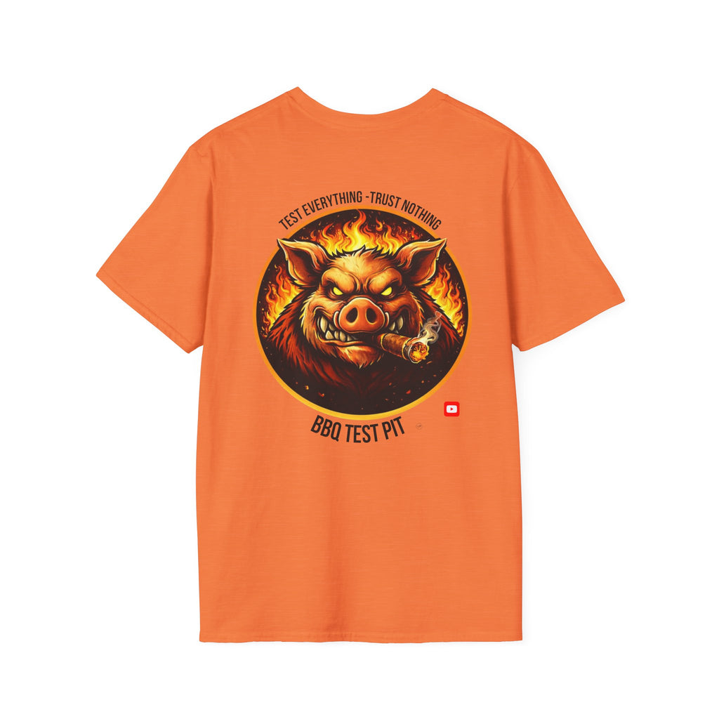 BBQ Test Pit logo soft tee mockup