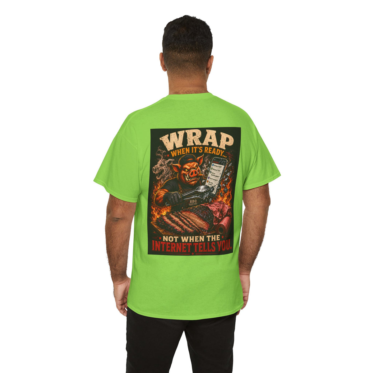 BBQ Test Pit Wrap When It's Ready soft tee mockup