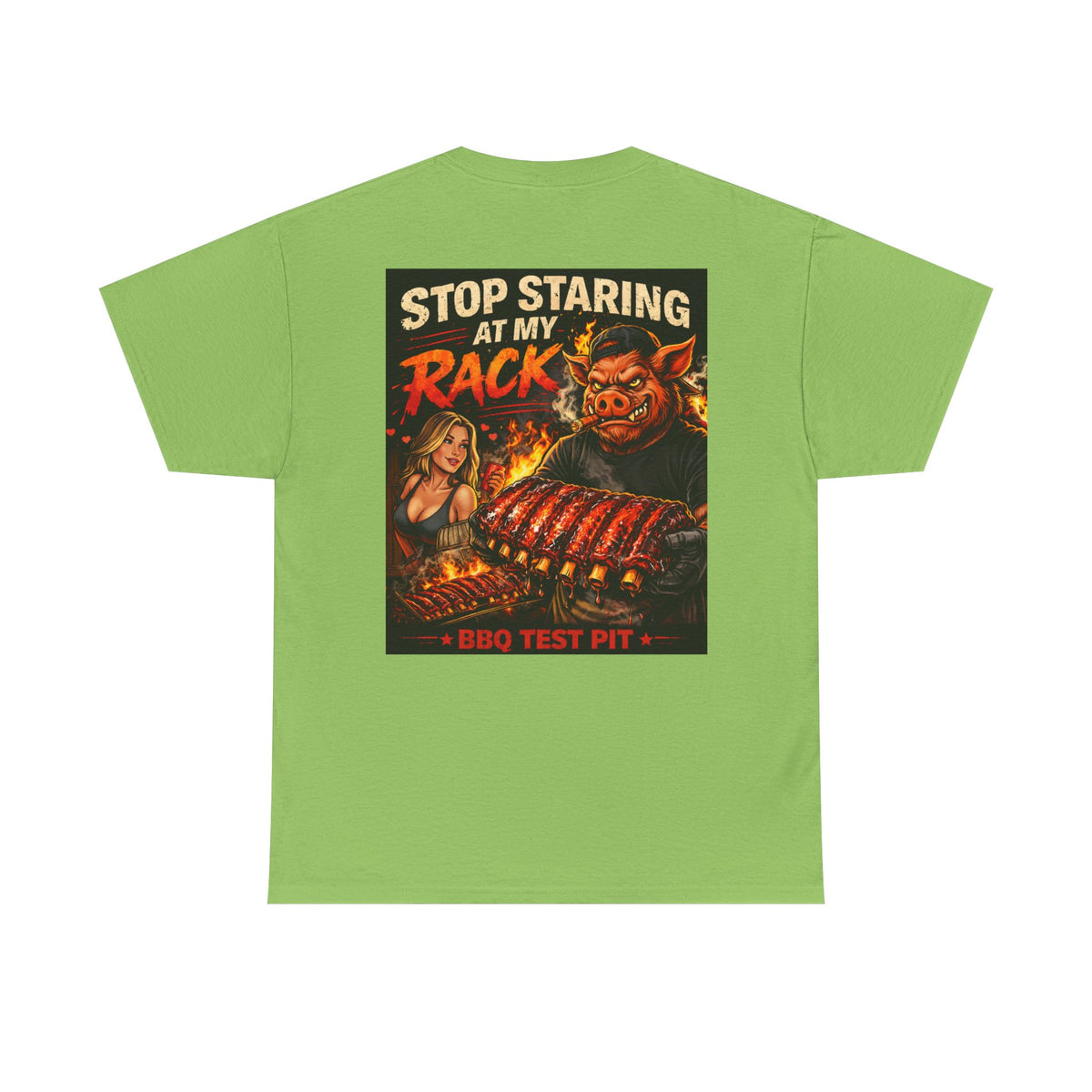 BBQ Test Pit Stop Staring At My Rack tee mockup