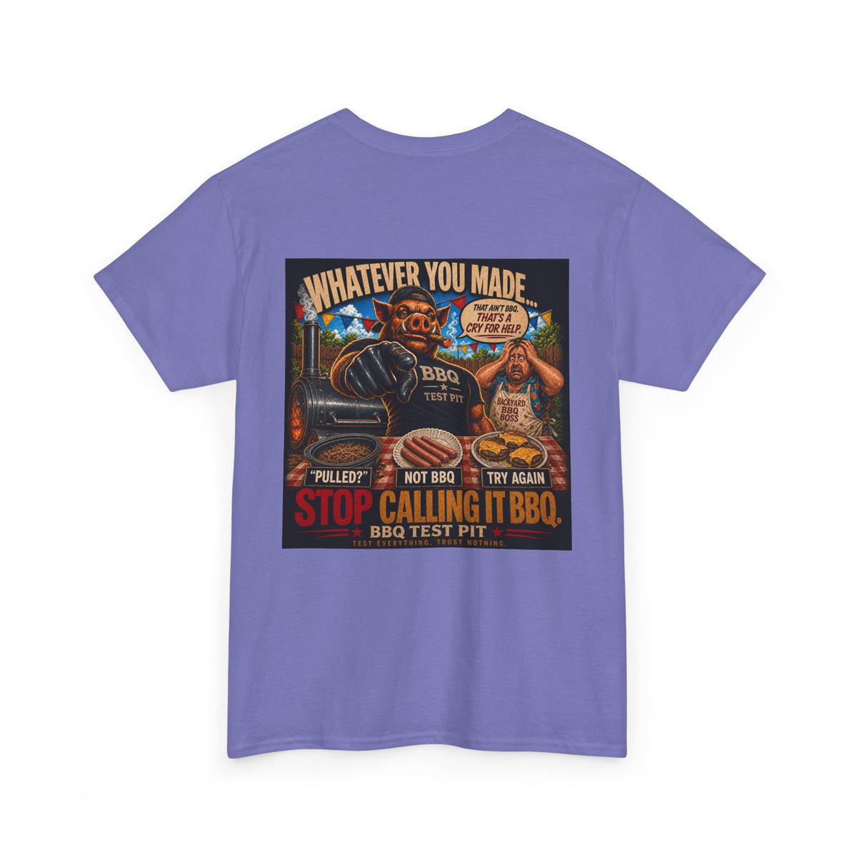 BBQ Test Pit Stop Calling It BBQ heavy tee mockup