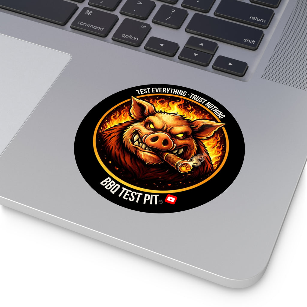 BBQ Test Pit logo sticker mockup