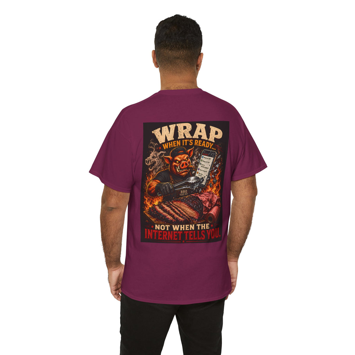 BBQ Test Pit Wrap When It's Ready soft tee mockup