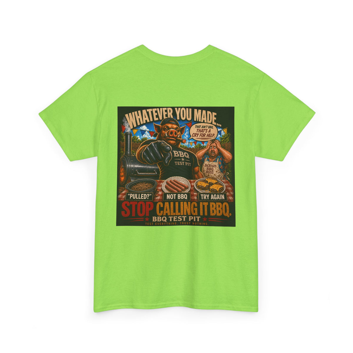 BBQ Test Pit Stop Calling It BBQ heavy tee mockup