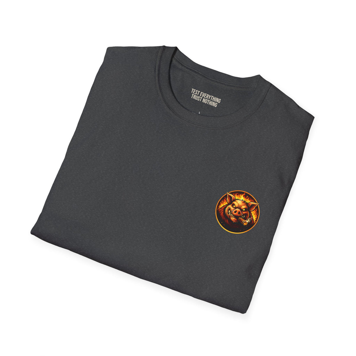 BBQ Test Pit logo soft tee mockup