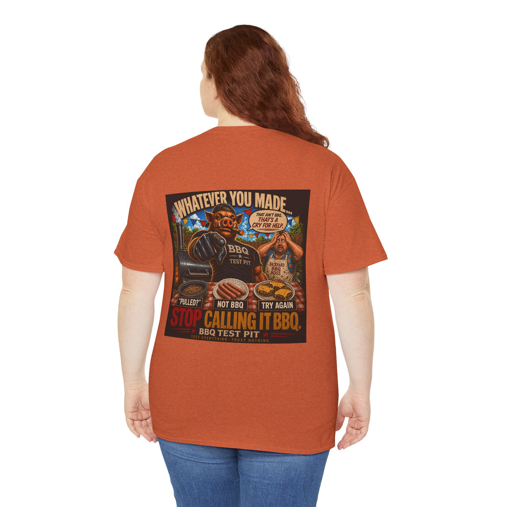 BBQ Test Pit Stop Calling It BBQ heavy tee mockup