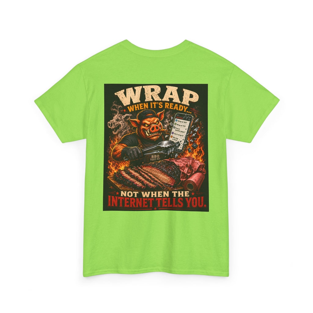 BBQ Test Pit Wrap When It's Ready soft tee mockup