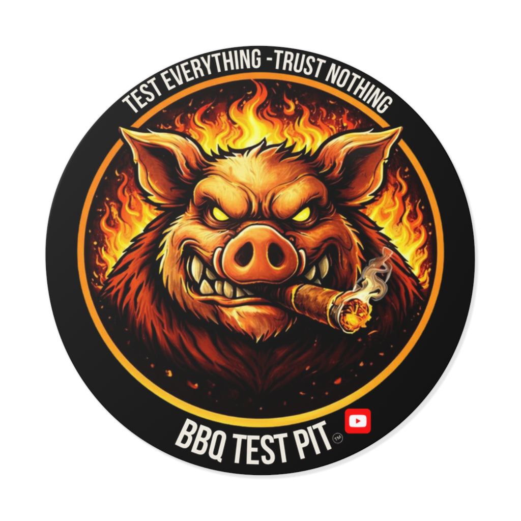 BBQ Test Pit logo sticker mockup