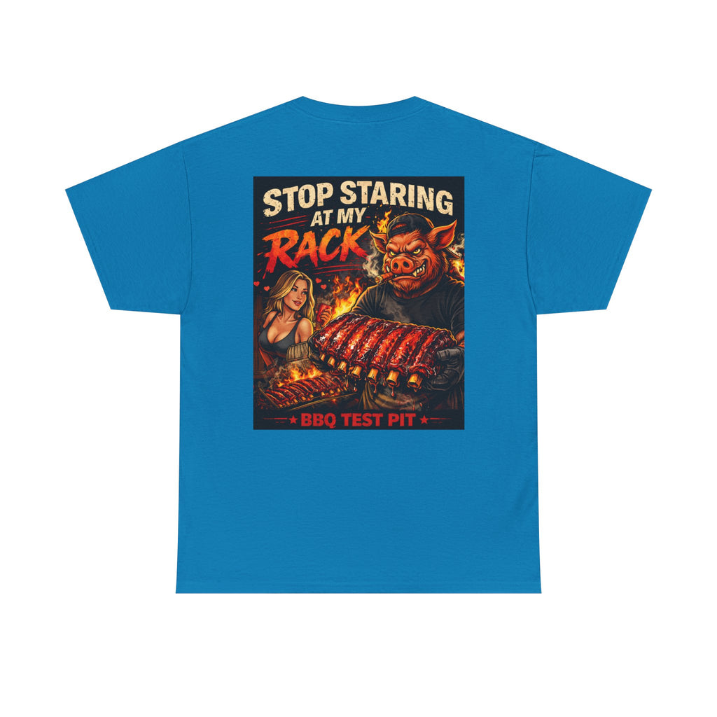 BBQ Test Pit Stop Staring At My Rack tee mockup