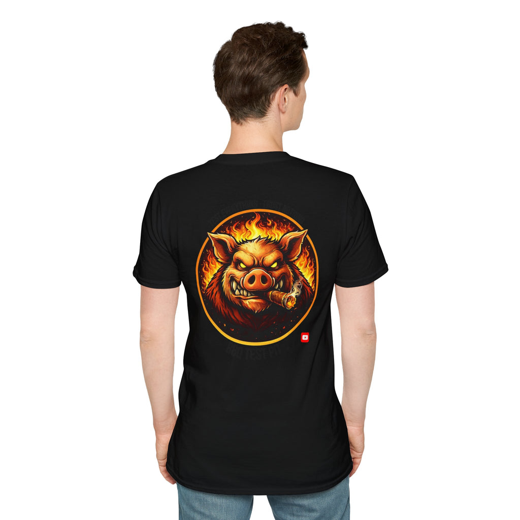BBQ Test Pit logo soft tee mockup