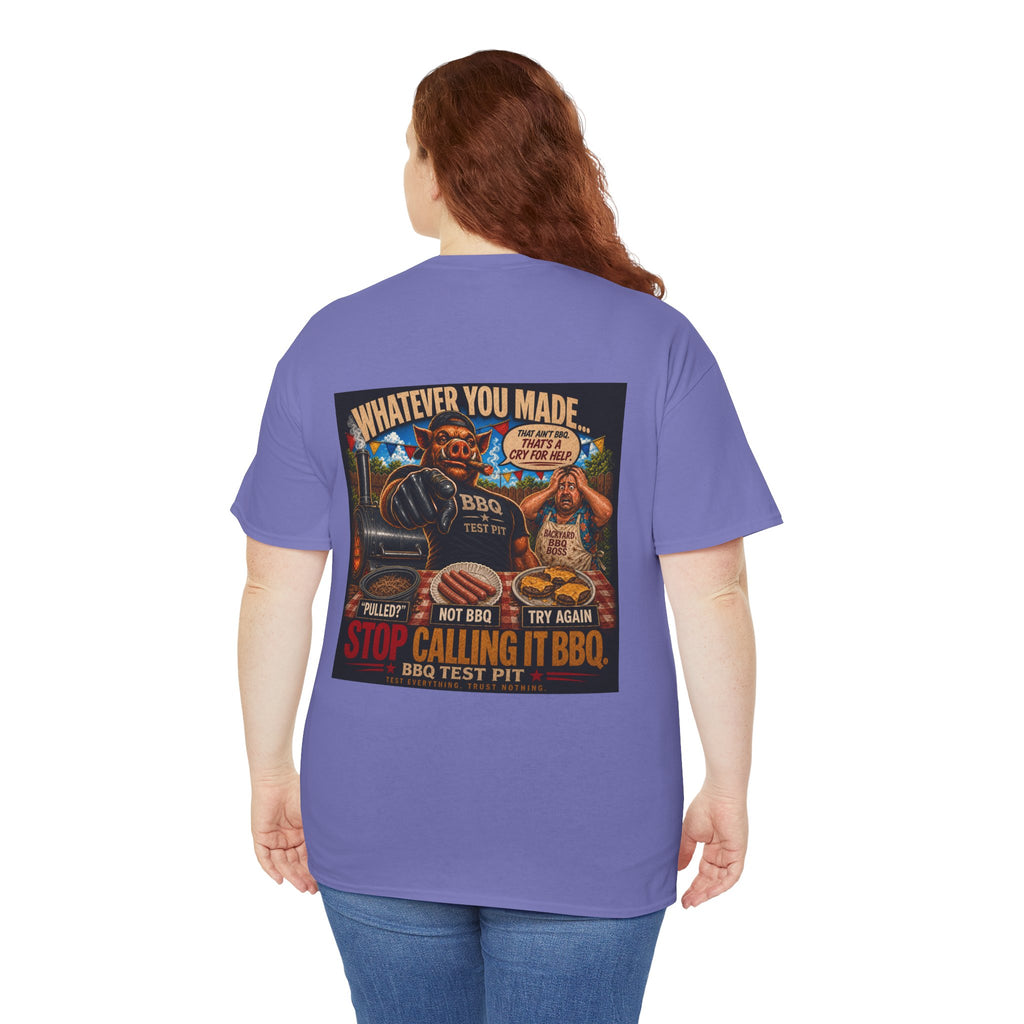 BBQ Test Pit Stop Calling It BBQ heavy tee mockup
