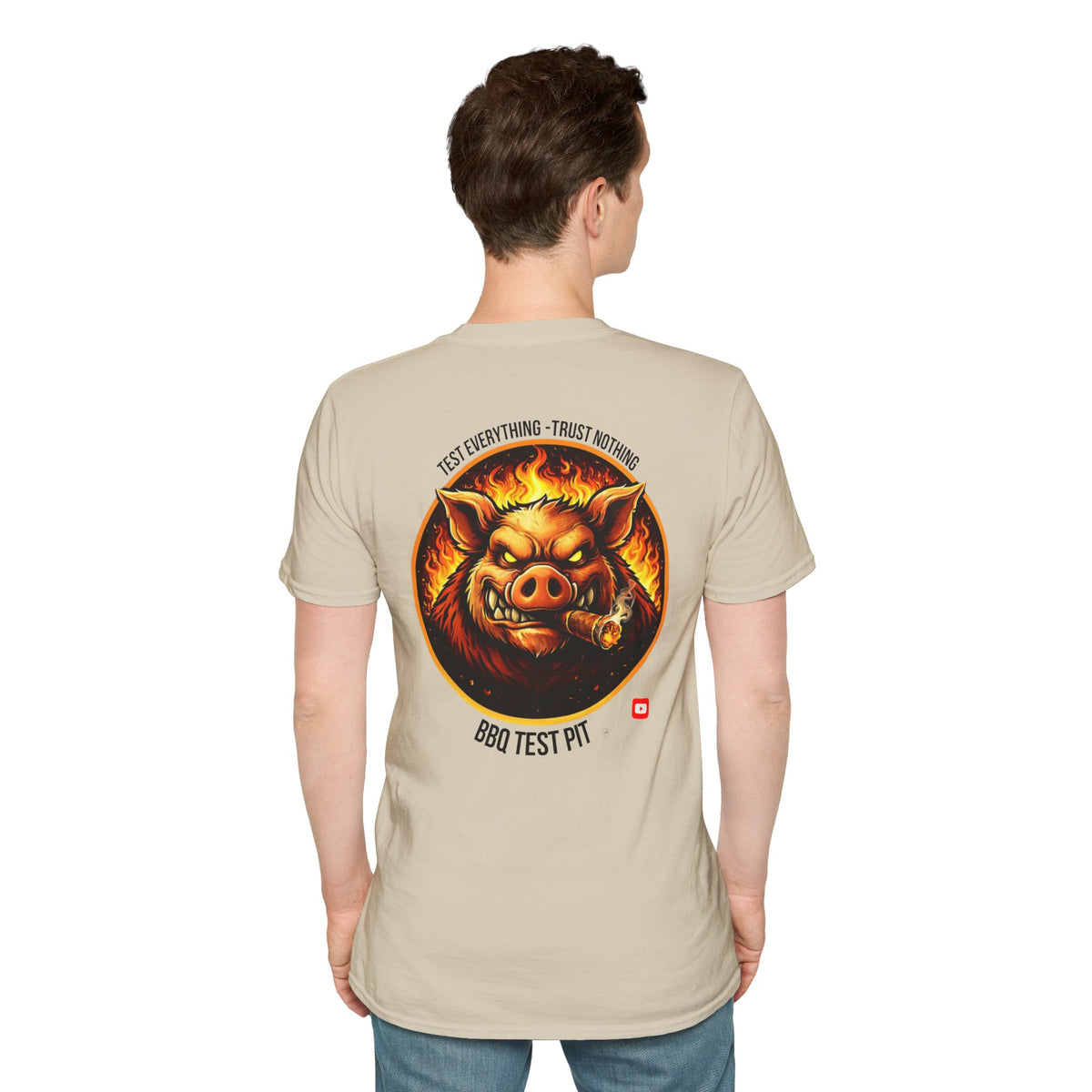 BBQ Test Pit logo soft tee mockup