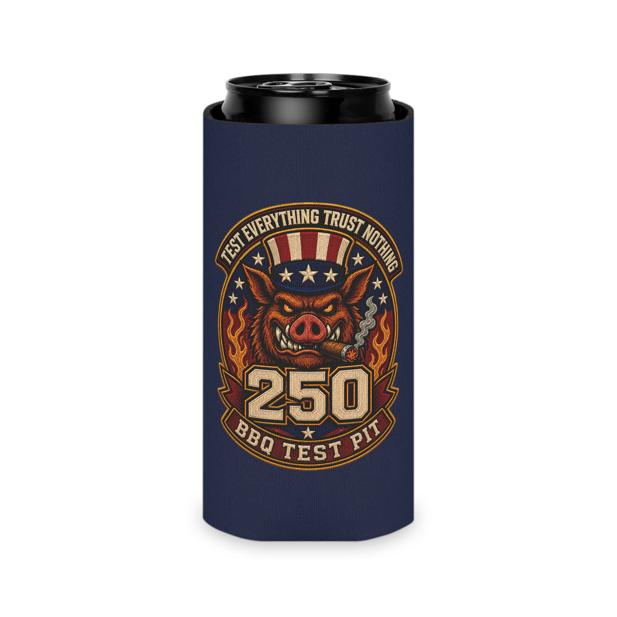 BBQ Test Pit 250 Years of Freedom can cooler mockup