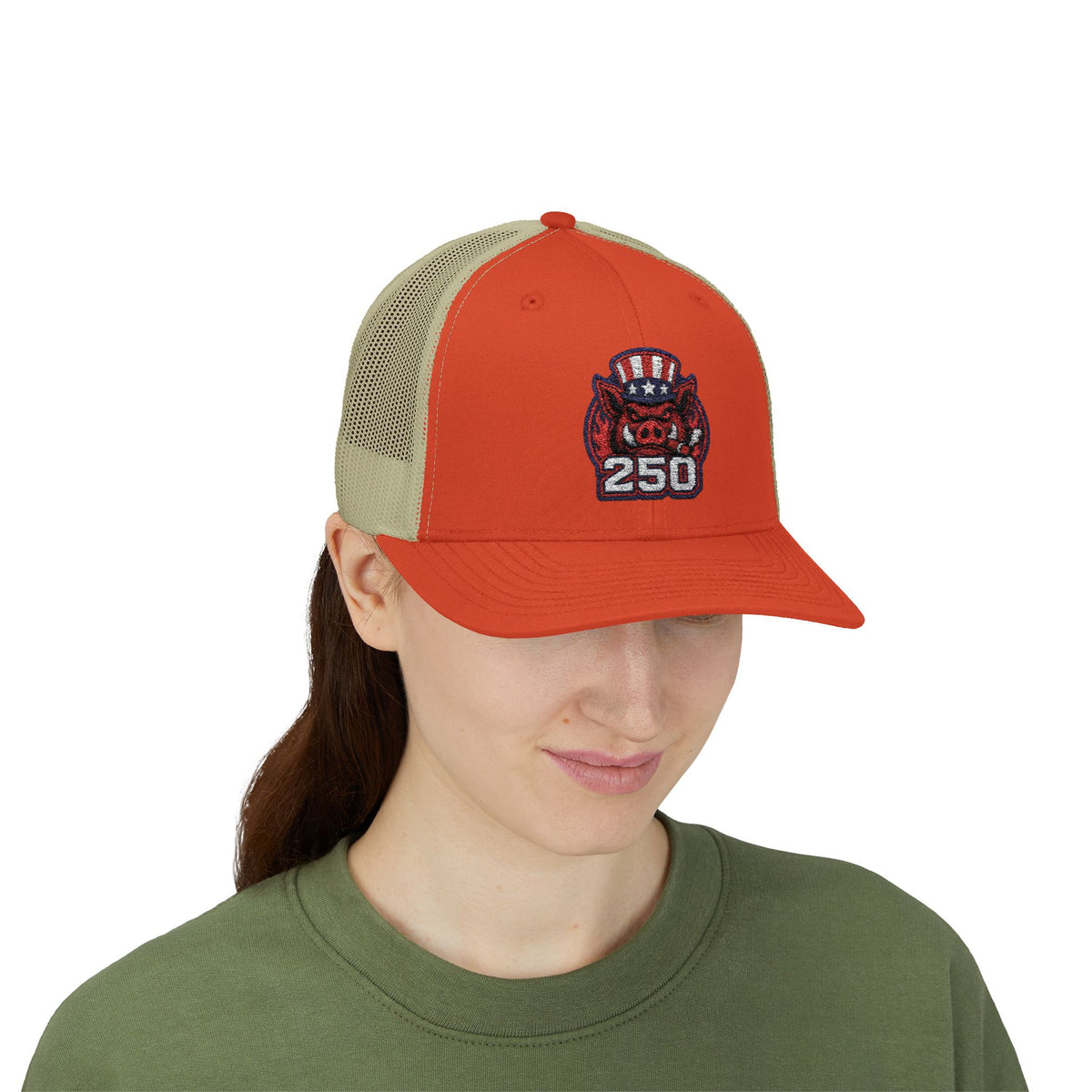 BBQ Test Pit 250 Years of Freedom trucker hat mockup