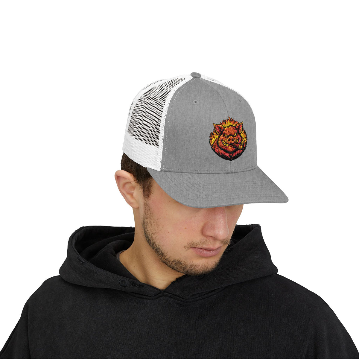 BBQ Test Pit trucker hat mockup