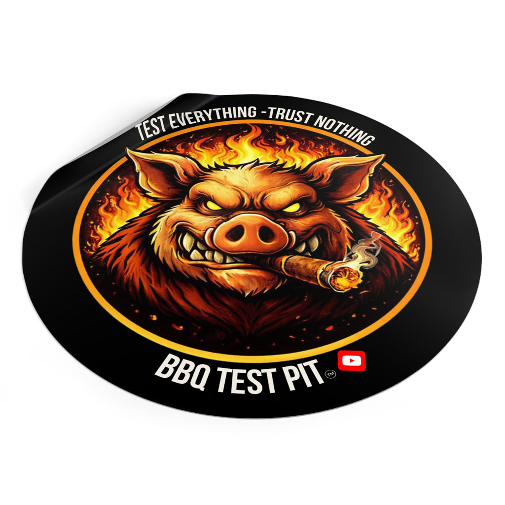 BBQ Test Pit logo sticker mockup