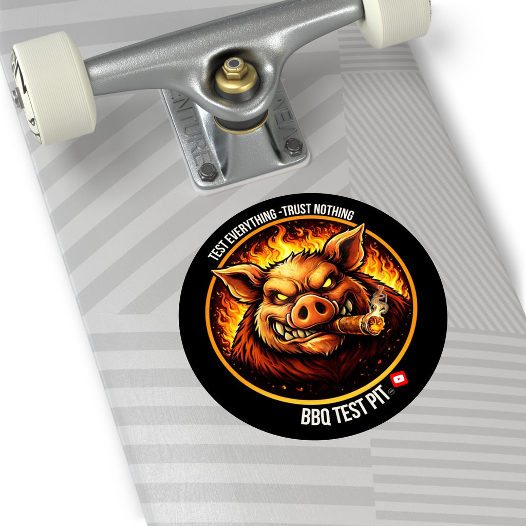 BBQ Test Pit logo sticker mockup