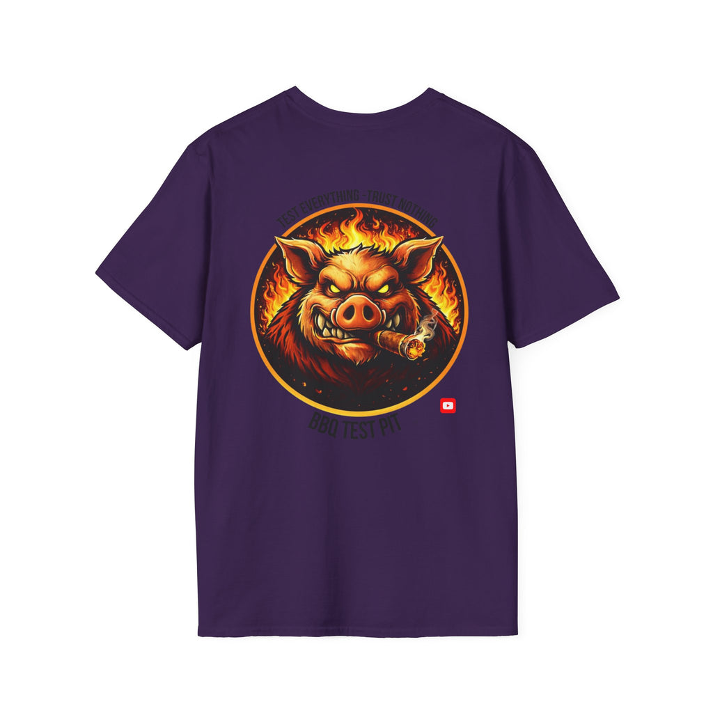 BBQ Test Pit logo soft tee mockup