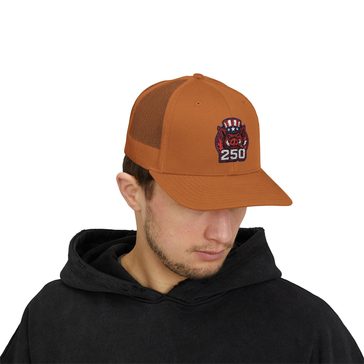 BBQ Test Pit 250 Years of Freedom trucker hat mockup